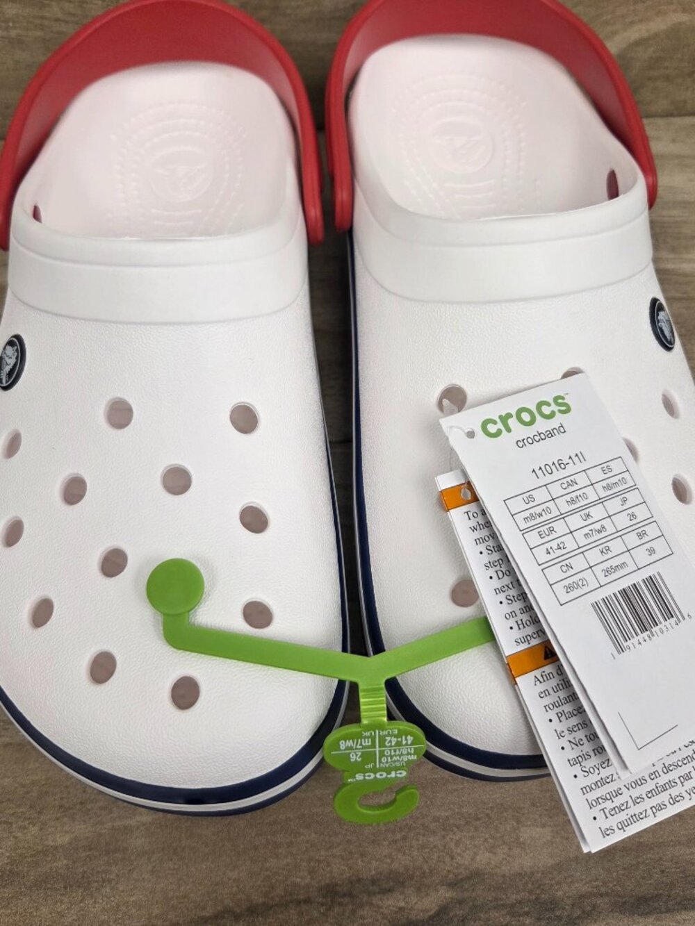 Crocs Shoes White and Blue Clogs Unisex New Women's Size 10, Men's Size 8